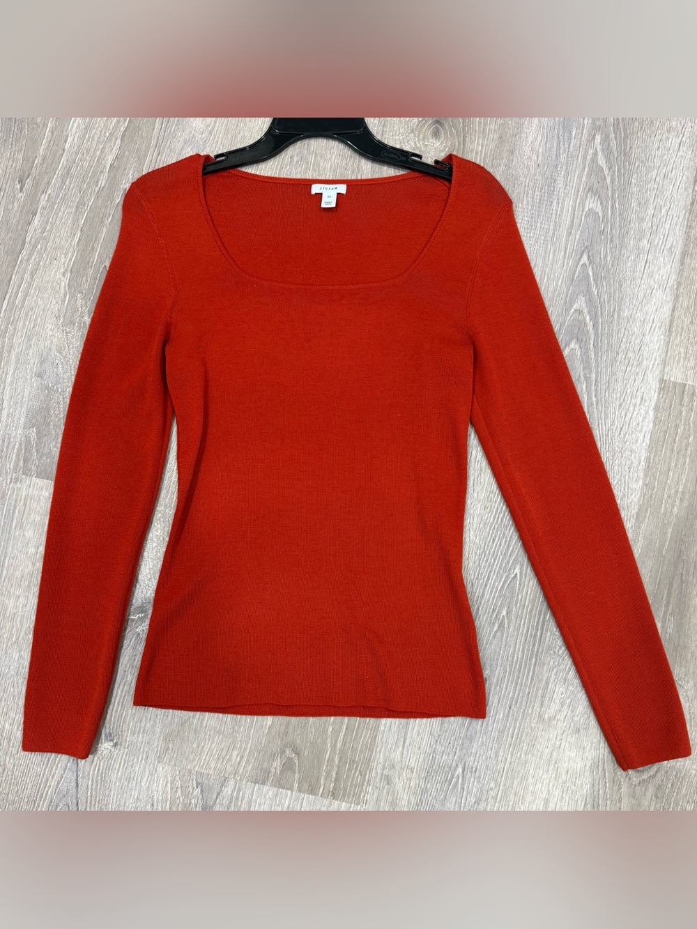 Jigsaw Merino Wool Square Neck Jumper Red XS